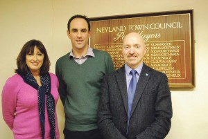 Dyfed-Powys Police and Crime Commissioner Christopher Salmon: With Neyland Town Council mayor Simon Hancock and clerk Jane Clark.