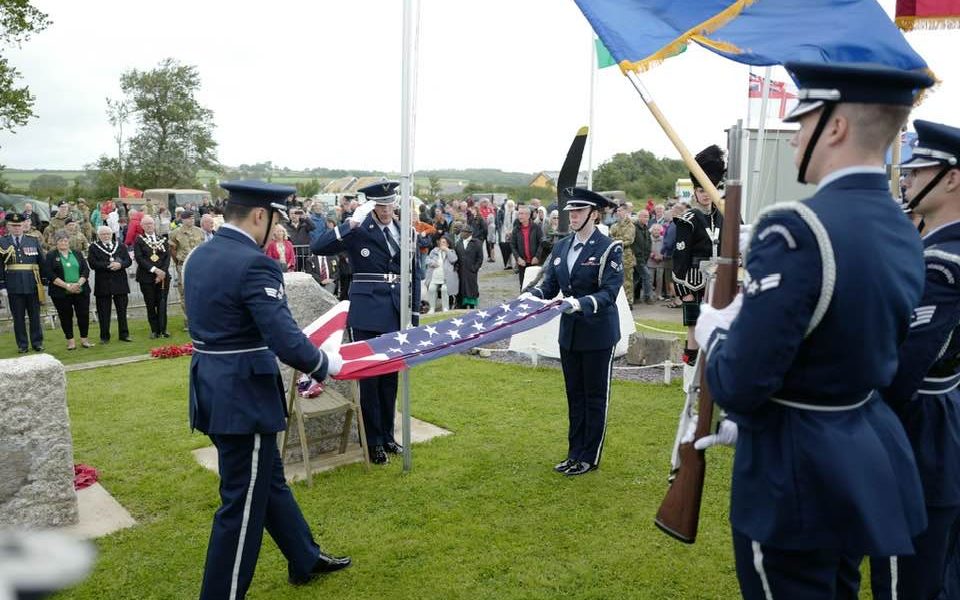 Flag presentation by US Air Force at Wings Over Carew event The