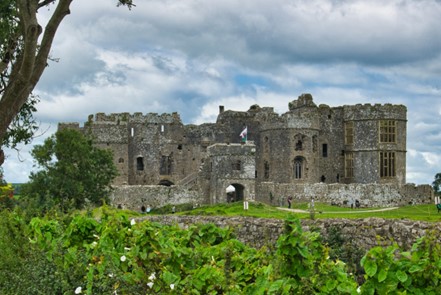 Pembroke Castle on an overcast day.